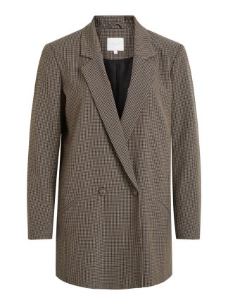 Rutete blazer fra Vila, brun