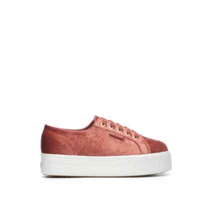 Superga sko i velour, oransje – Superga velvet corall sko – Mio Trend