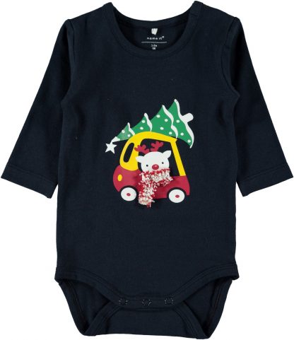 Baby body jul, julebody fra Name It.  – Name It blå julebody baby – Mio Trend